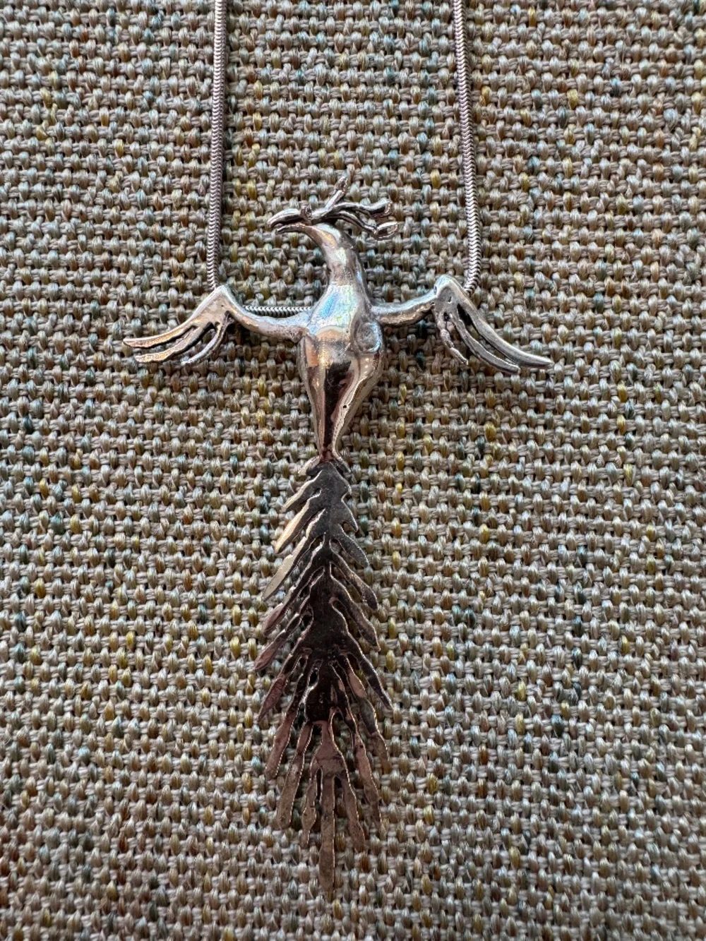 Carl Tasha Modernist Sterling Silver Pheonix Necklace